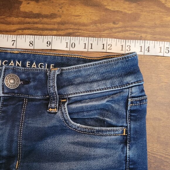 American Eagle Jeans 4 L Next Level Stretch Jegging Low Rise Medium Dark Denim - Picture 7 of 12